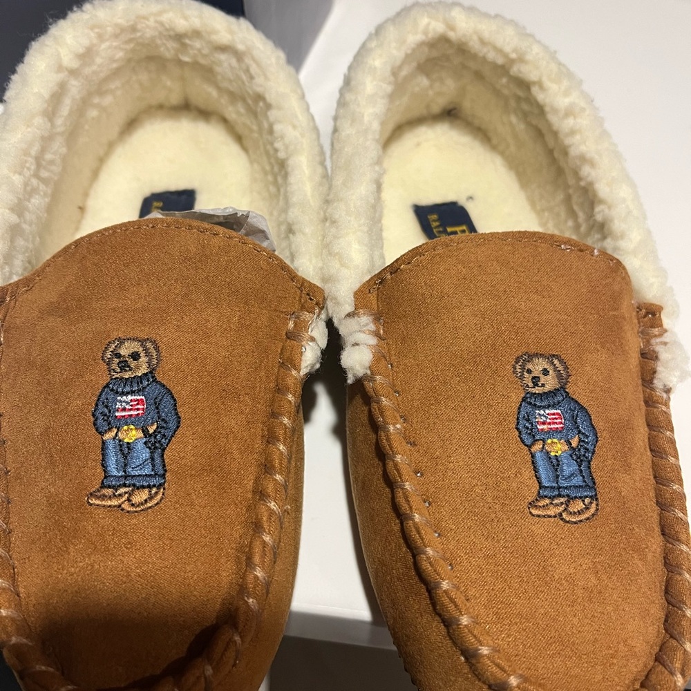 Kids never worn Polo Ralph Lauren slippers with original box